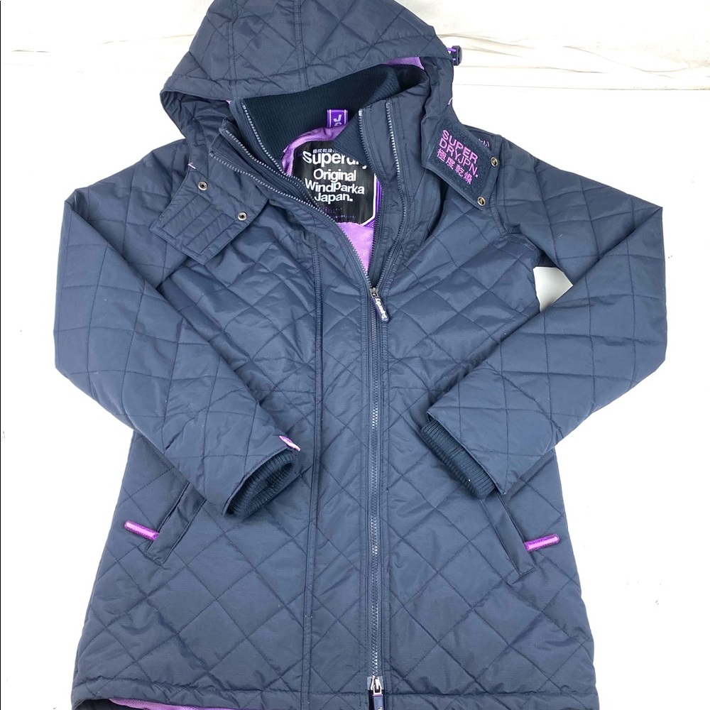 Superdry wind parka ski jacket hooded black Medium